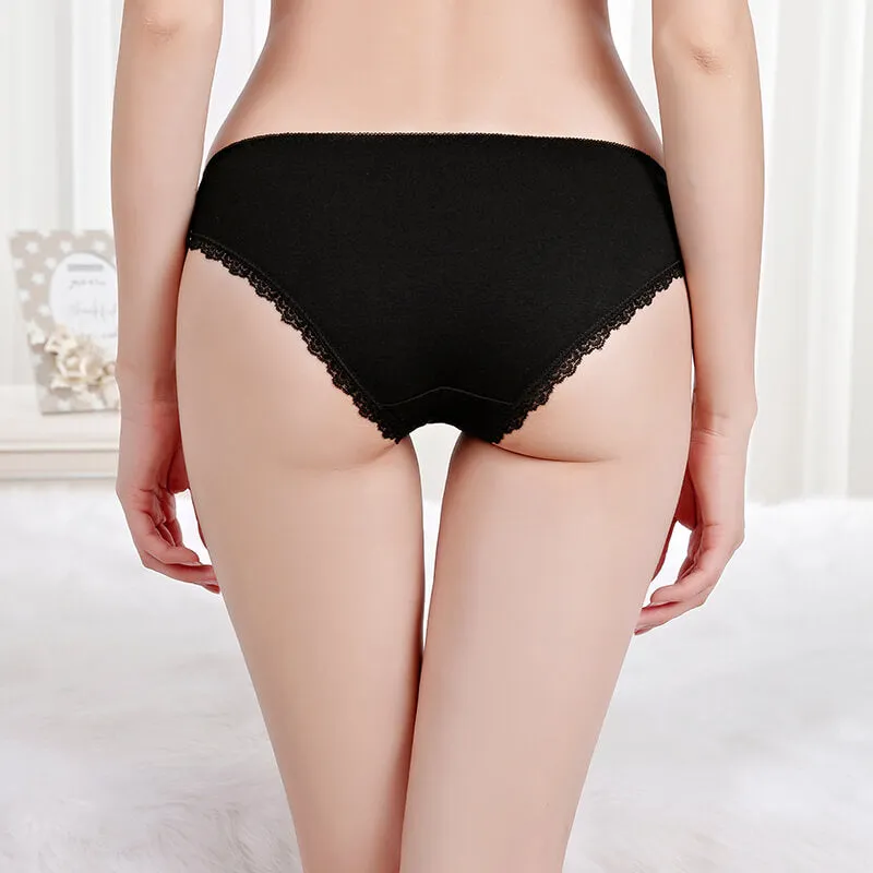 18 X Womens Solid Soft Lace Briefs Undies Sexy Underwear With Bow