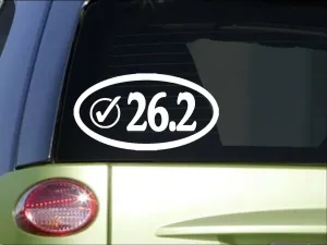 26.2 Check Oval *H969* 8" Sticker decal run shoes running shorts marathon bottle