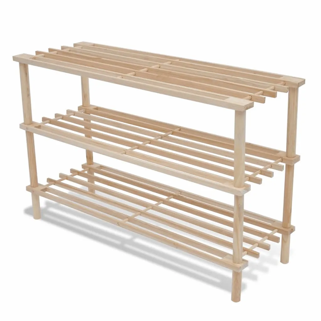 3-Tier Shoe Racks 2 pcs Solid Fir Wood