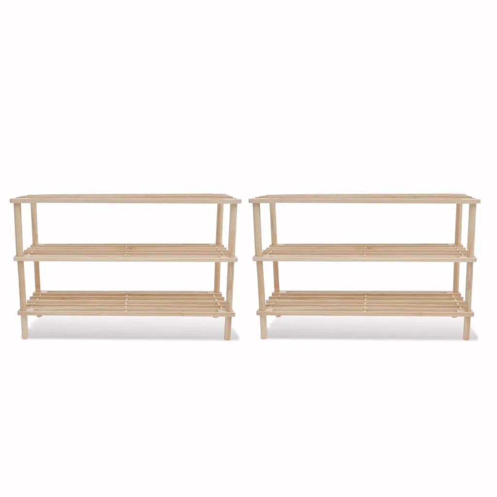 3-Tier Shoe Racks 2 pcs Solid Fir Wood