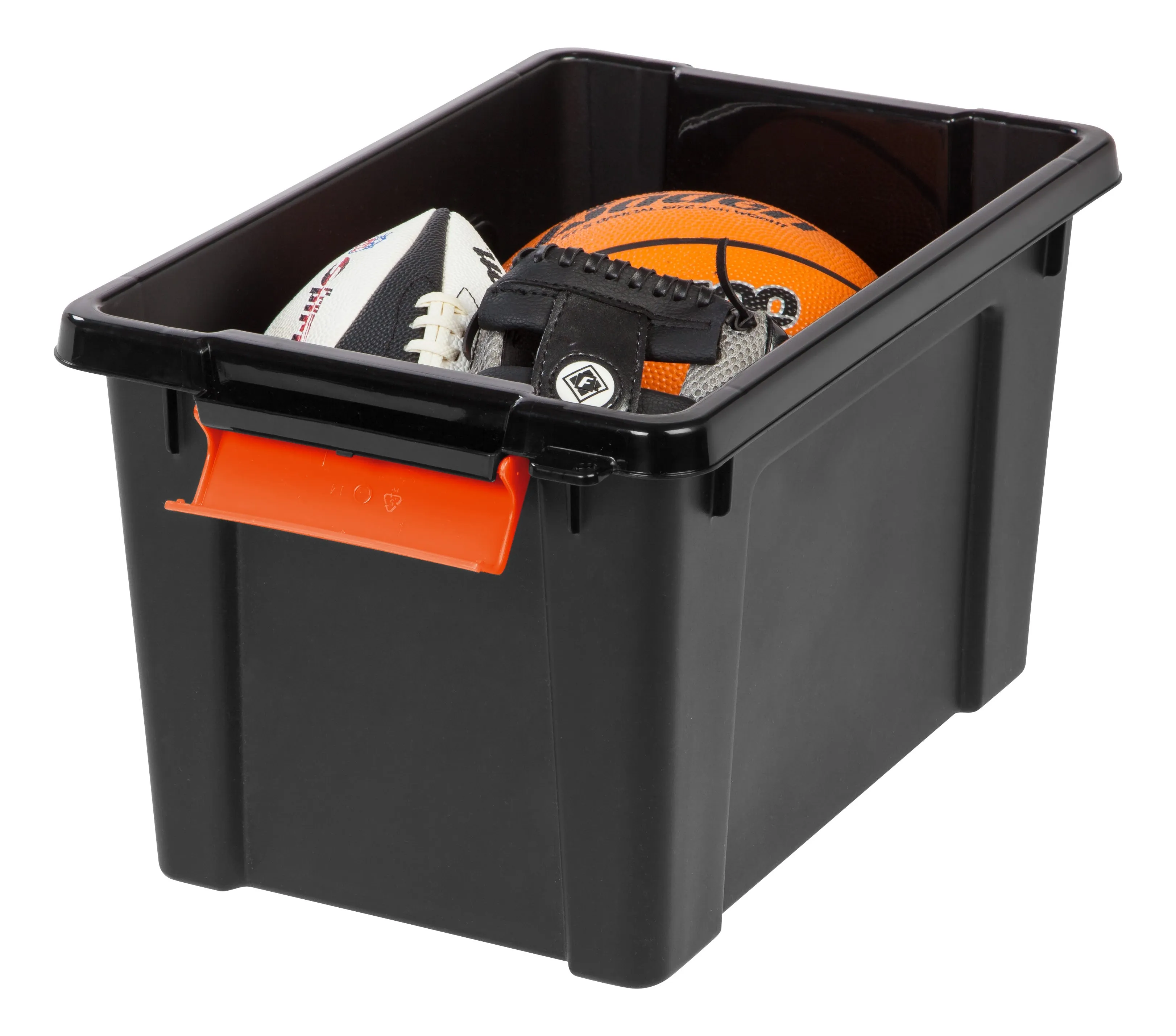 5 Gallon Store-It-All Tote, 3 Pack, Black bottom with Orange lid and buckles