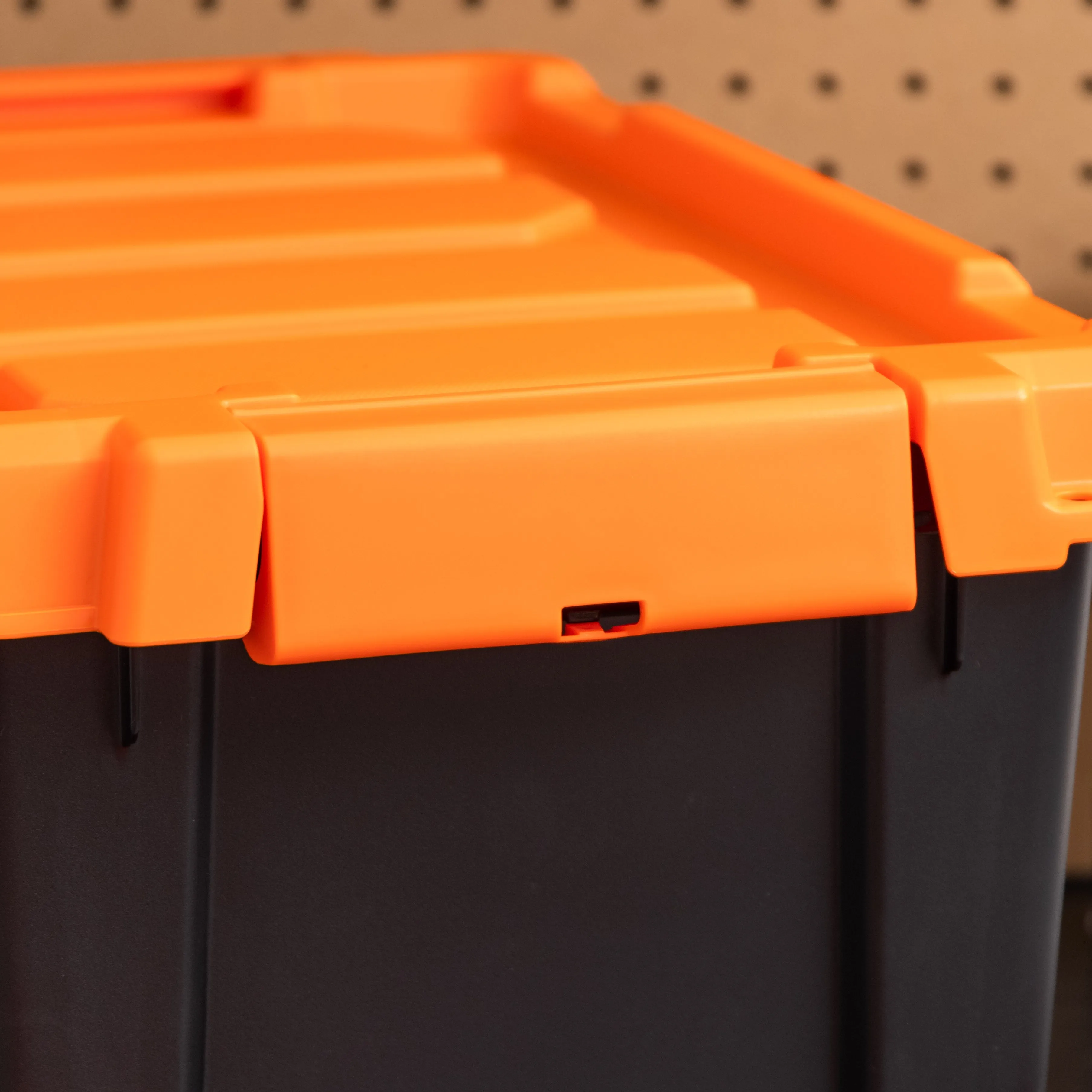 5 Gallon Store-It-All Tote, 3 Pack, Black bottom with Orange lid and buckles