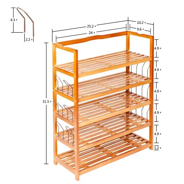 5 Tier Wooden Shoe Rack Shelf Storage Organizer Entryway Home Furniture