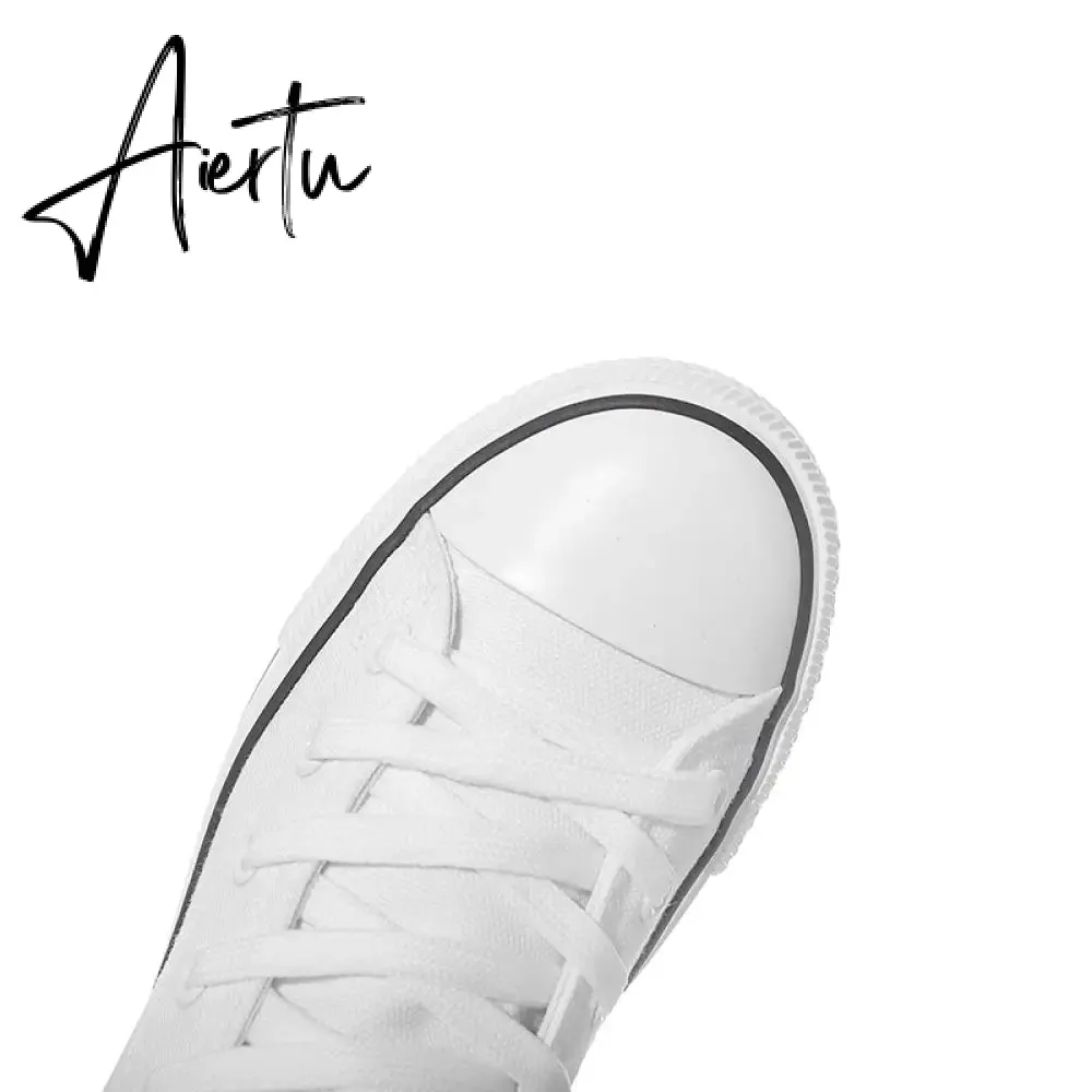 Aiertu  Latest Spring Short Tube Front Lace-up Side Zipper Canvas Shoes Flat Bottom Increased Casual Shoes  women sneakers