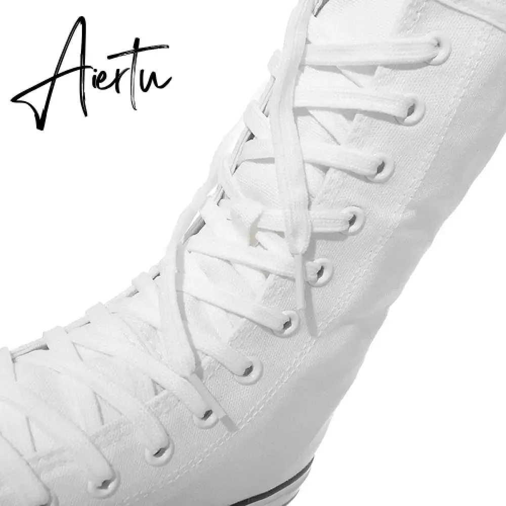 Aiertu  Latest Spring Short Tube Front Lace-up Side Zipper Canvas Shoes Flat Bottom Increased Casual Shoes  women sneakers