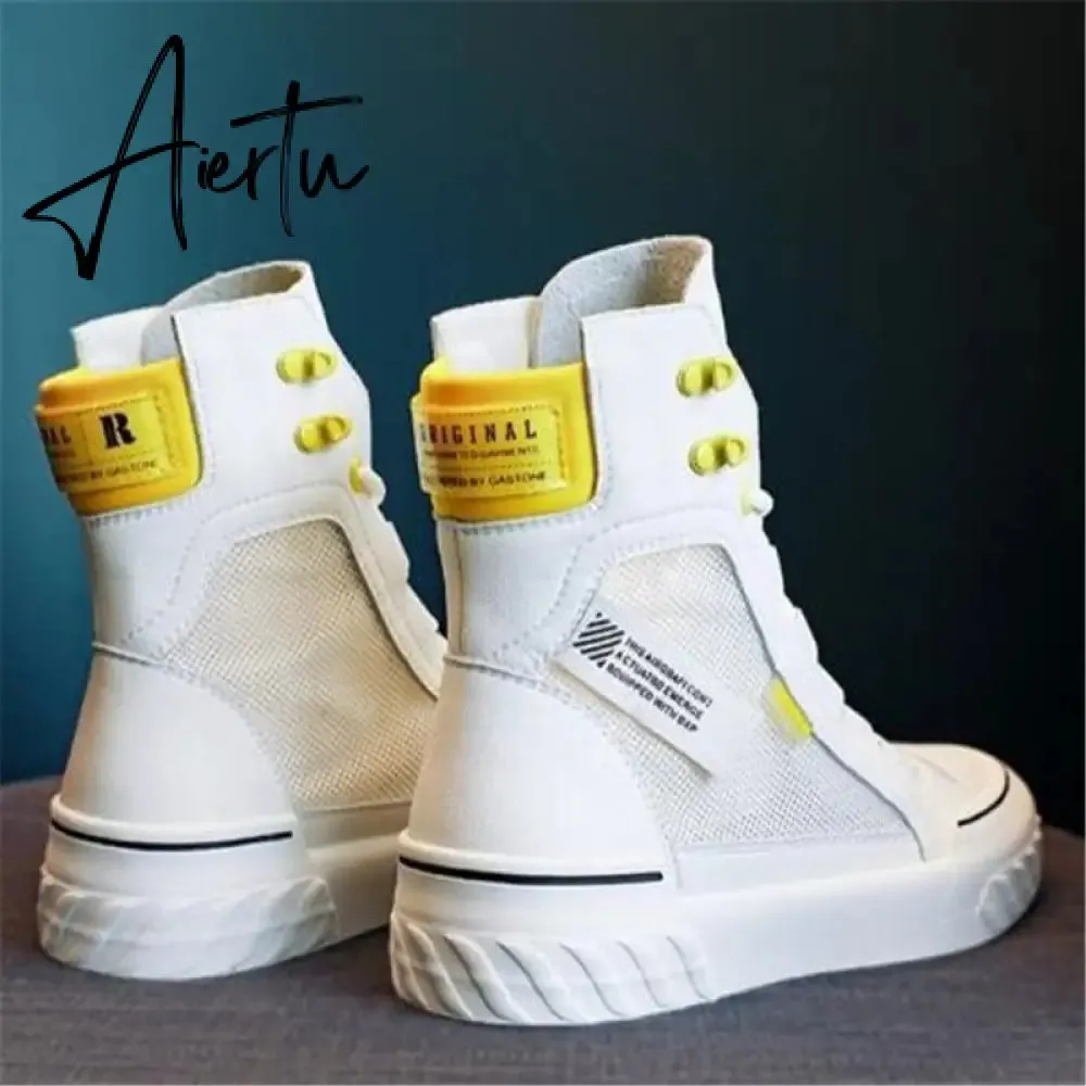 Aiertu Platform Women's Sneakers New Spring Canvas Lace-Up Vulcanized Shoes Summer Breathable White Casual Women Shoes