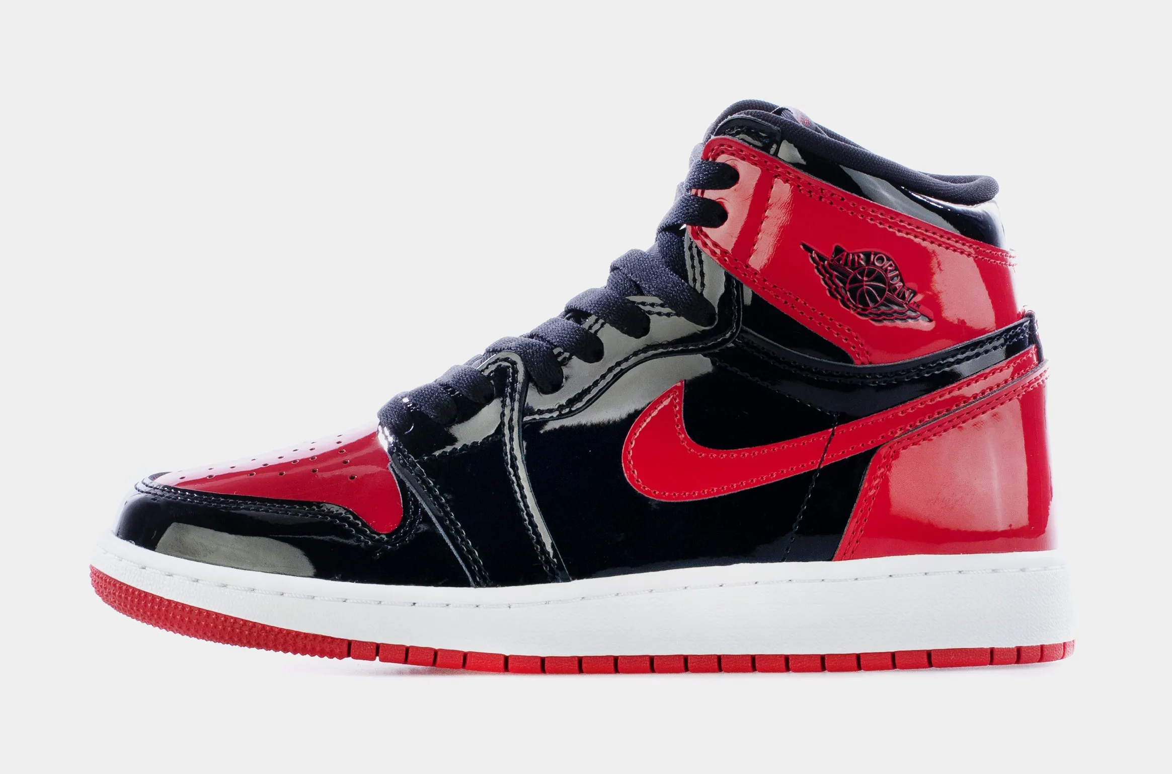 Air Jordan 1 High OG Patent Bred Grade School Lifestyle Shoes (Black/White/Varsity Red) Limit One Per Customer