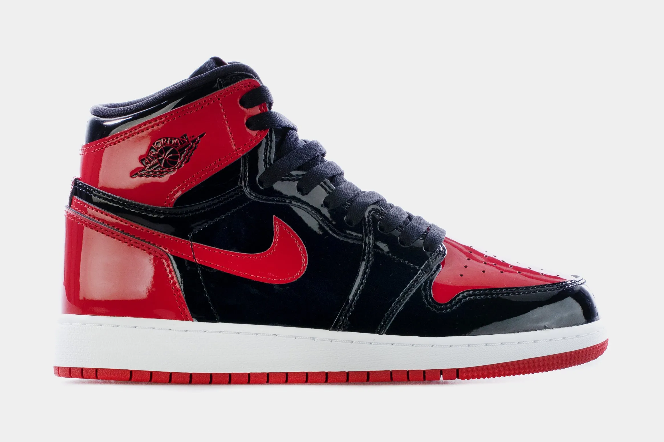 Air Jordan 1 High OG Patent Bred Grade School Lifestyle Shoes (Black/White/Varsity Red) Limit One Per Customer