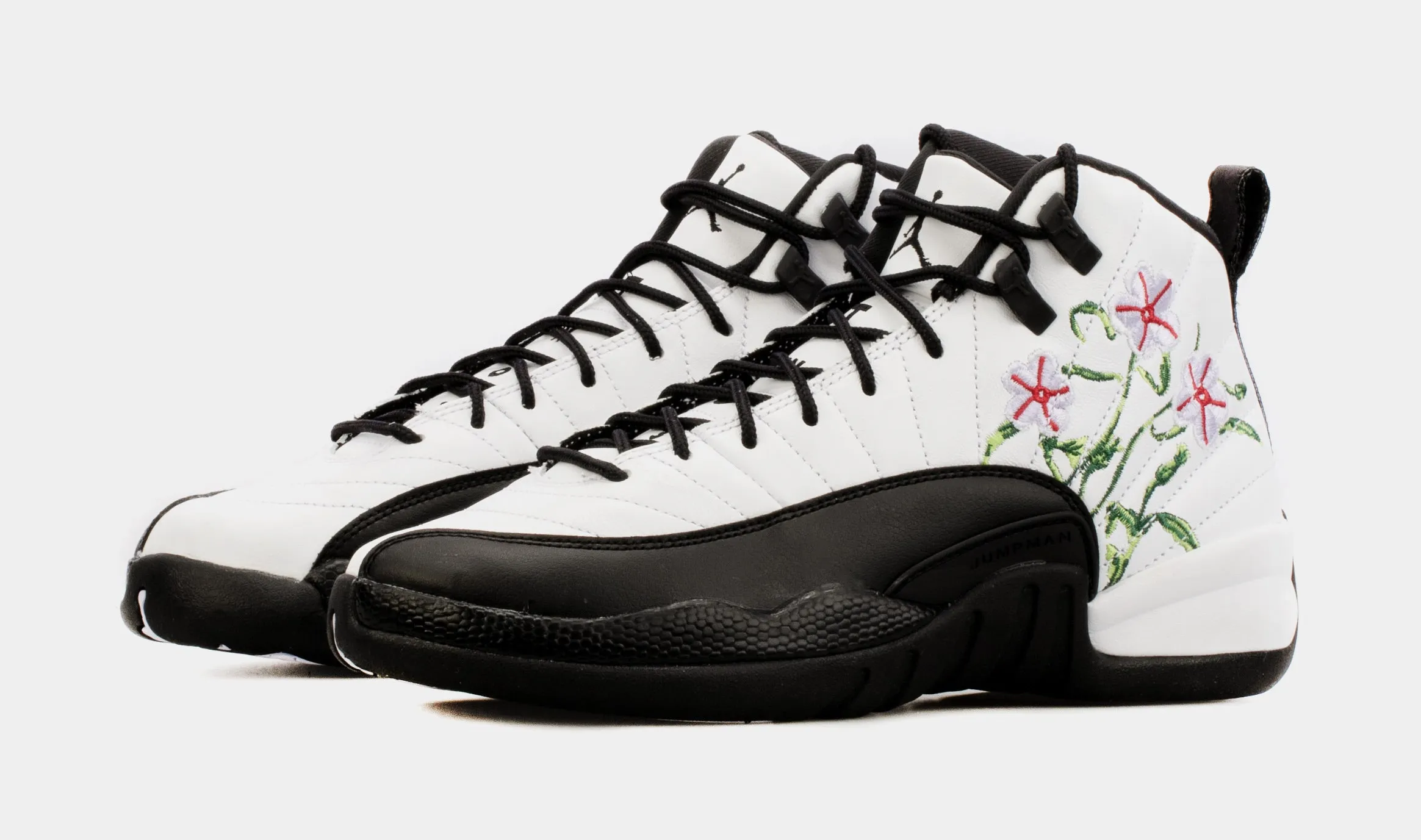 Air Jordan 12 Retro Floral Grade School Lifestyle Shoes (White/Black) Free Shipping