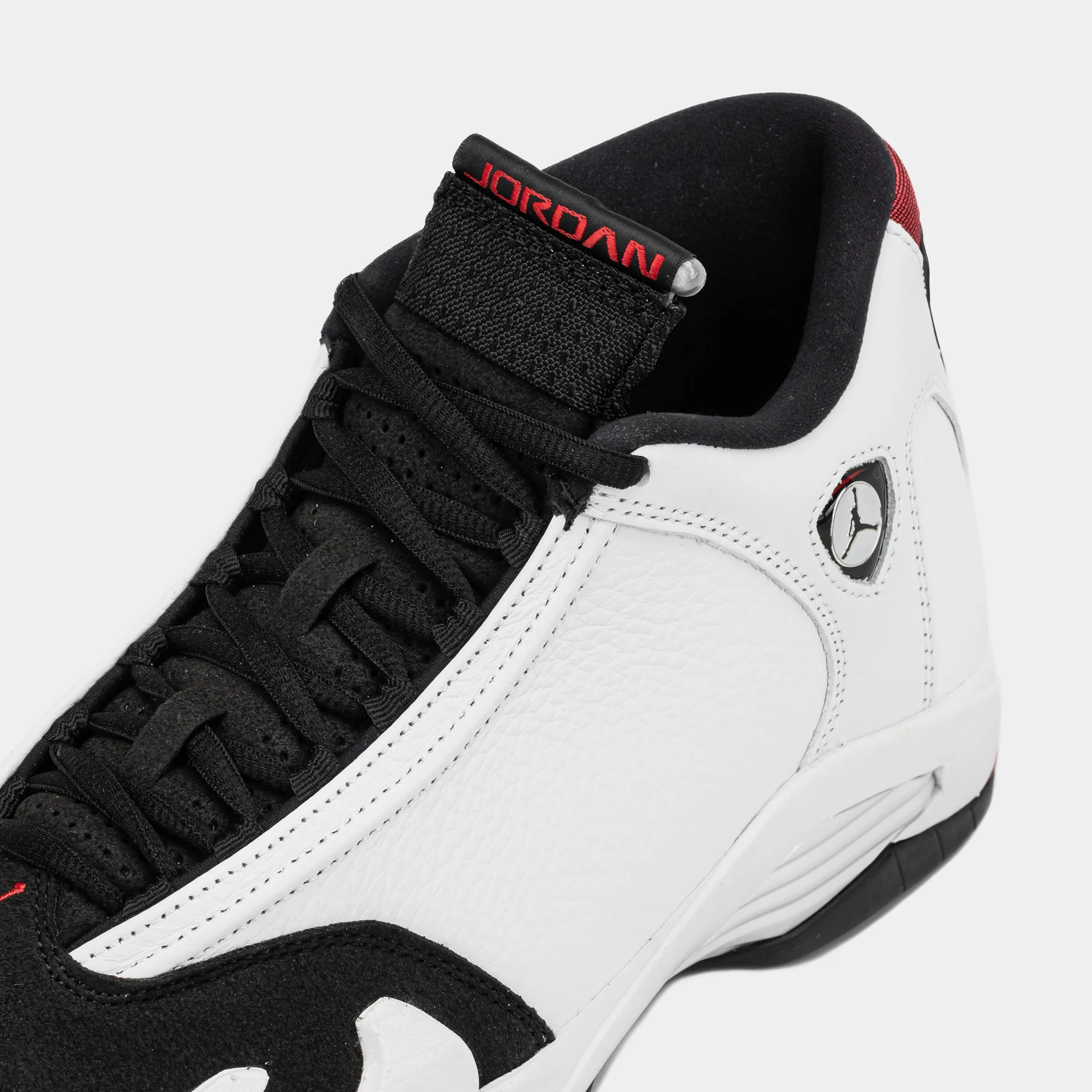 Air Jordan 14 Retro Black Toe Mens Lifestyle Shoes (White/Black/Varsity Red/Metallic Silver)