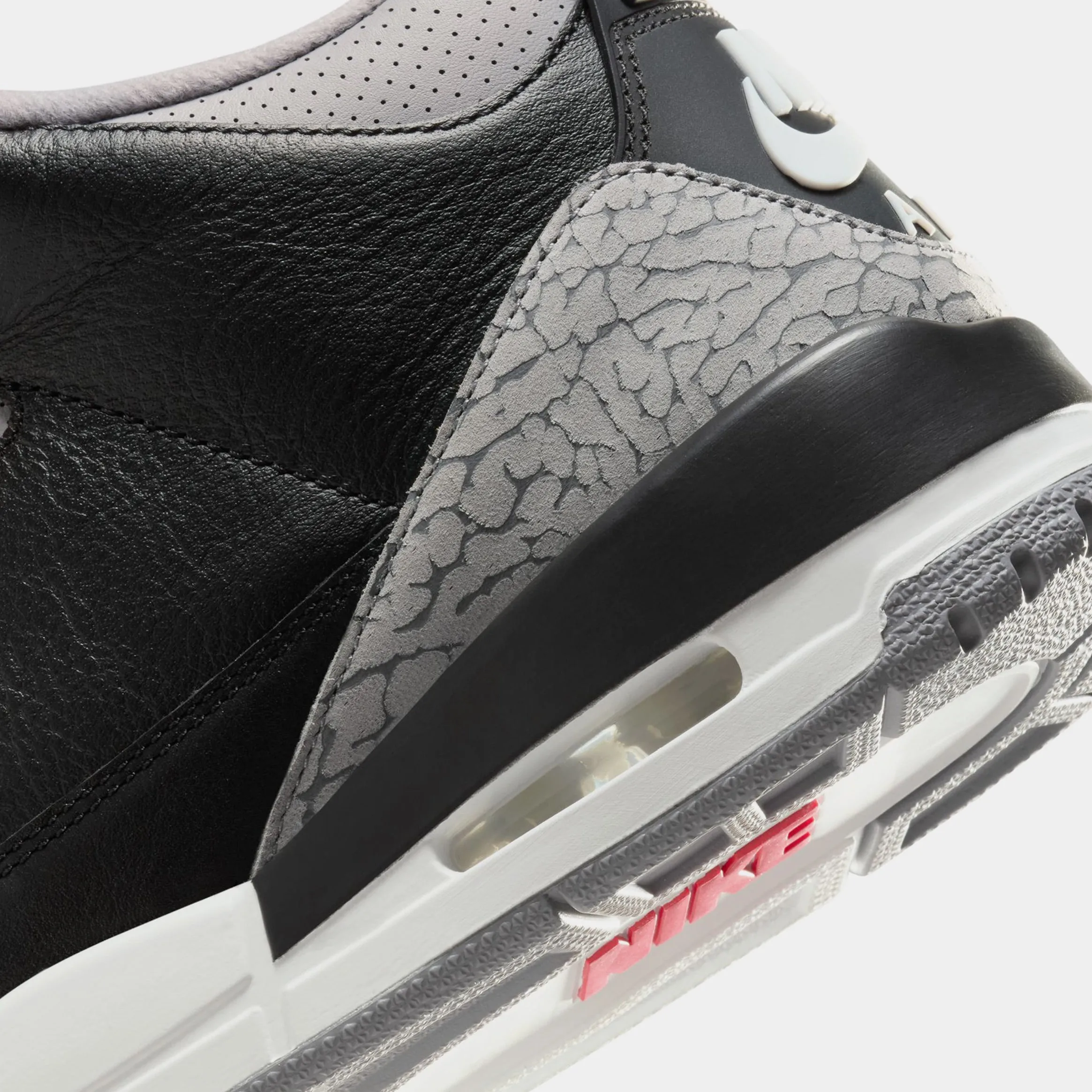 Air Jordan 3 Retro Black Cement Mens Lifestyle Shoes (Black/Fire Red/Cement Grey/Summit White)