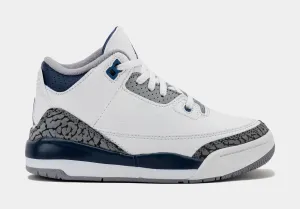 Air Jordan 3 Retro Midnight Navy Preschool Lifestyle Shoes (White/Midnight Navy/Cement Grey) Free Shipping