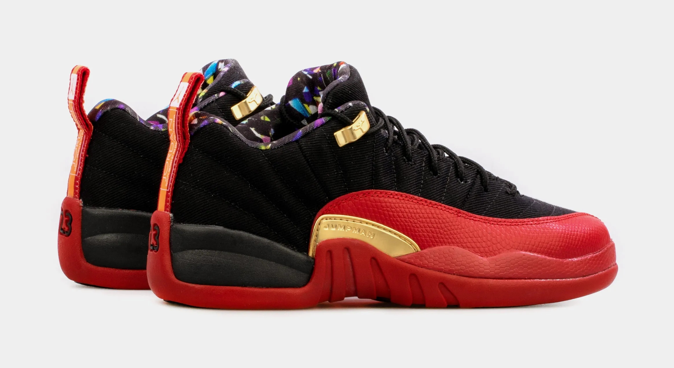 Air Jordan Retro 12 Low Super Bowl Grade School Lifestyle Shoe (Black/Red/Gold)