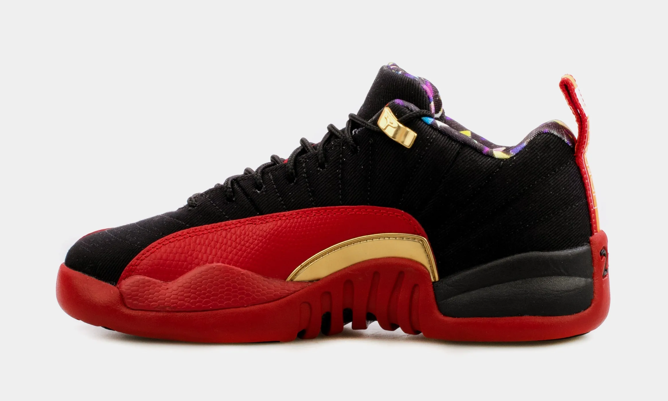 Air Jordan Retro 12 Low Super Bowl Grade School Lifestyle Shoe (Black/Red/Gold)