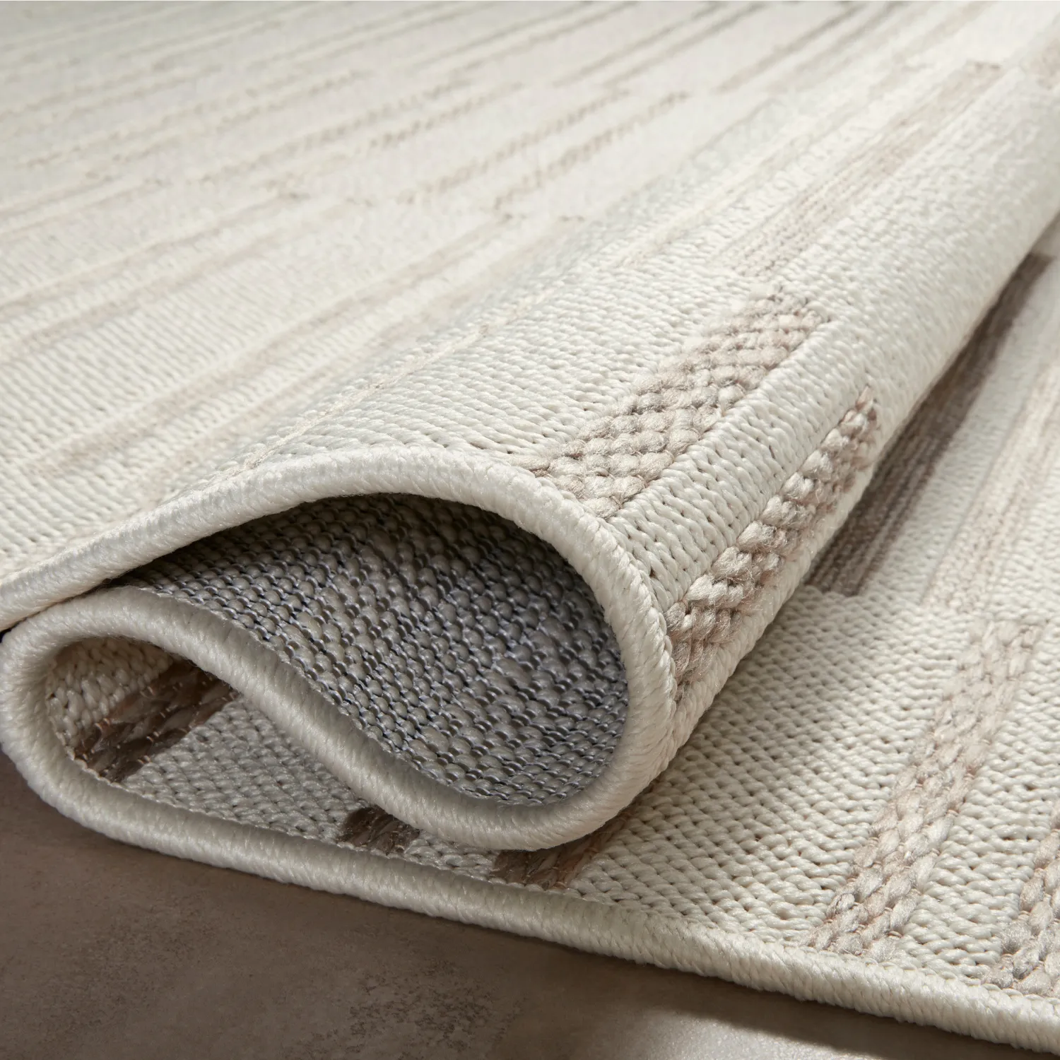 Amber Lewis x Loloi Malibu-03 Ivory/Dove Indoor/Outdoor Rug