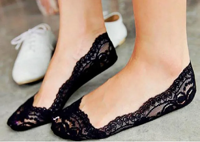 Anti slip Lace No Show Invisible Ankle Socks