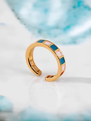 Arianna - Open Adjustable Square Drip Glaze Ring