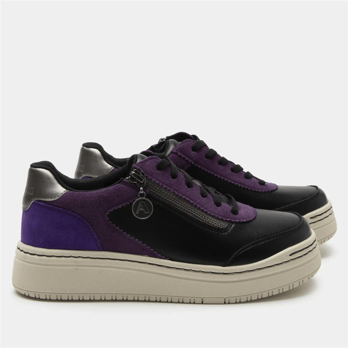 Averie | Suede/Vegan Leather | Black/Purple