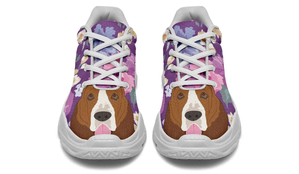 Basset Hound Dog Portrait Chunky Sneakers