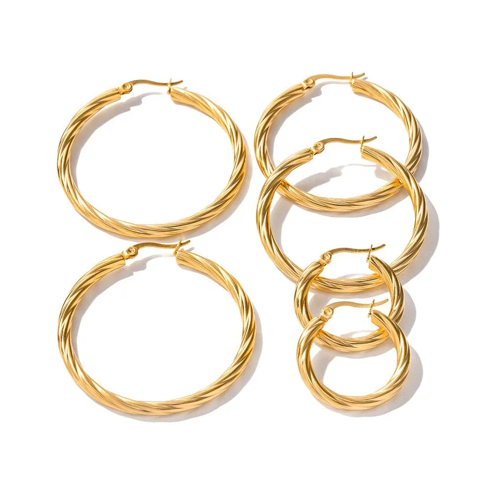 Big Twisty Circle Hoop Earrings