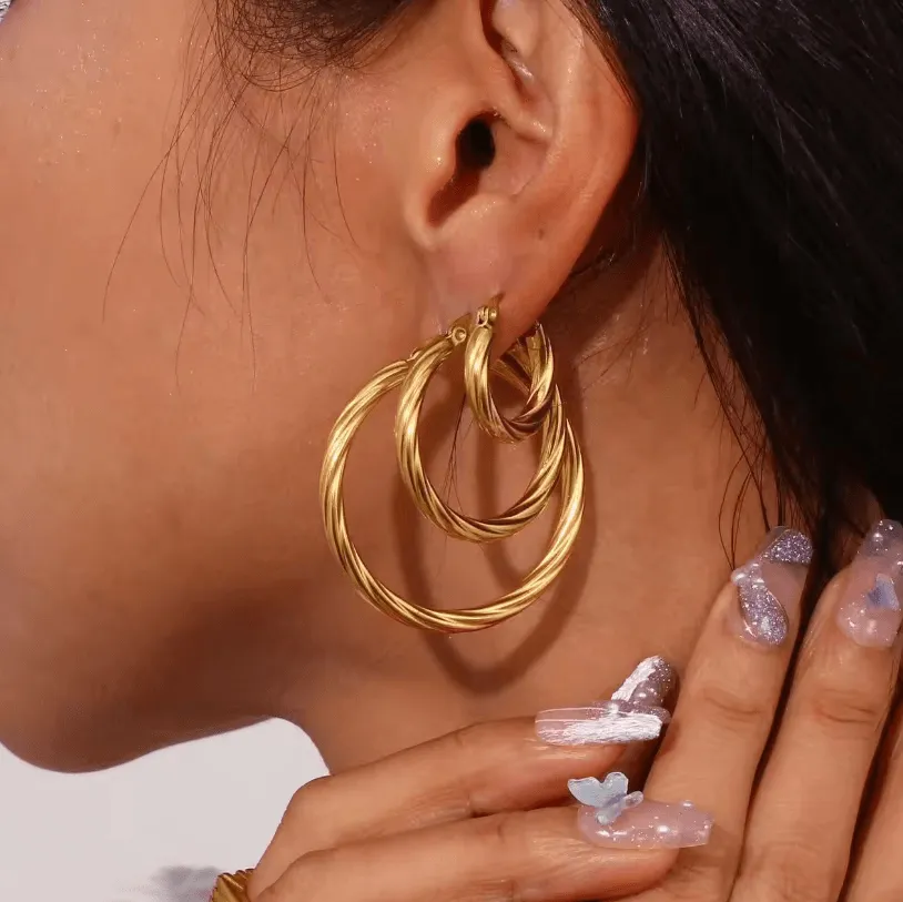 Big Twisty Circle Hoop Earrings