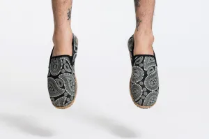 Black Paisley Print Slip On Shoes