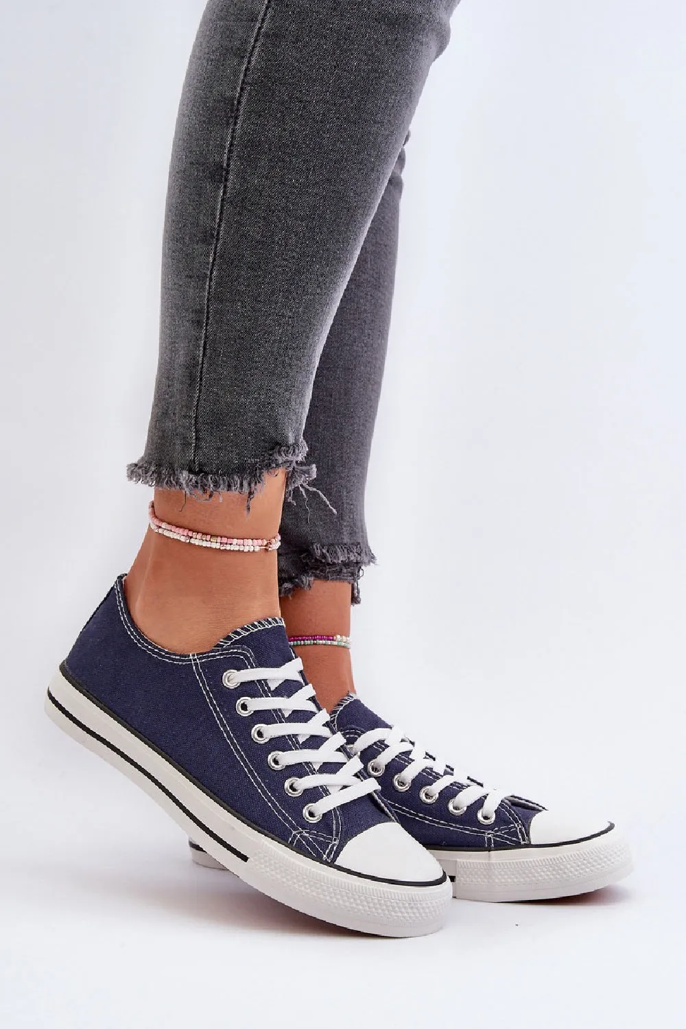 BLUE CANVAS LACE UP FLAT DESIGNER FASHION TRAINERS