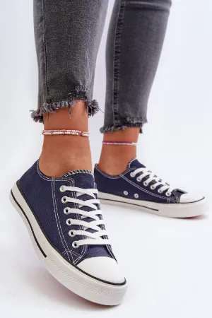 BLUE CANVAS LACE UP FLAT DESIGNER FASHION TRAINERS