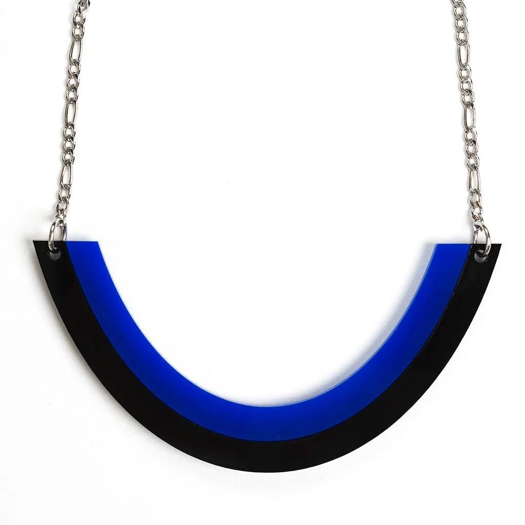 Blue Chunky Necklace / Chunky Statement Necklace / Blue and Black Necklace