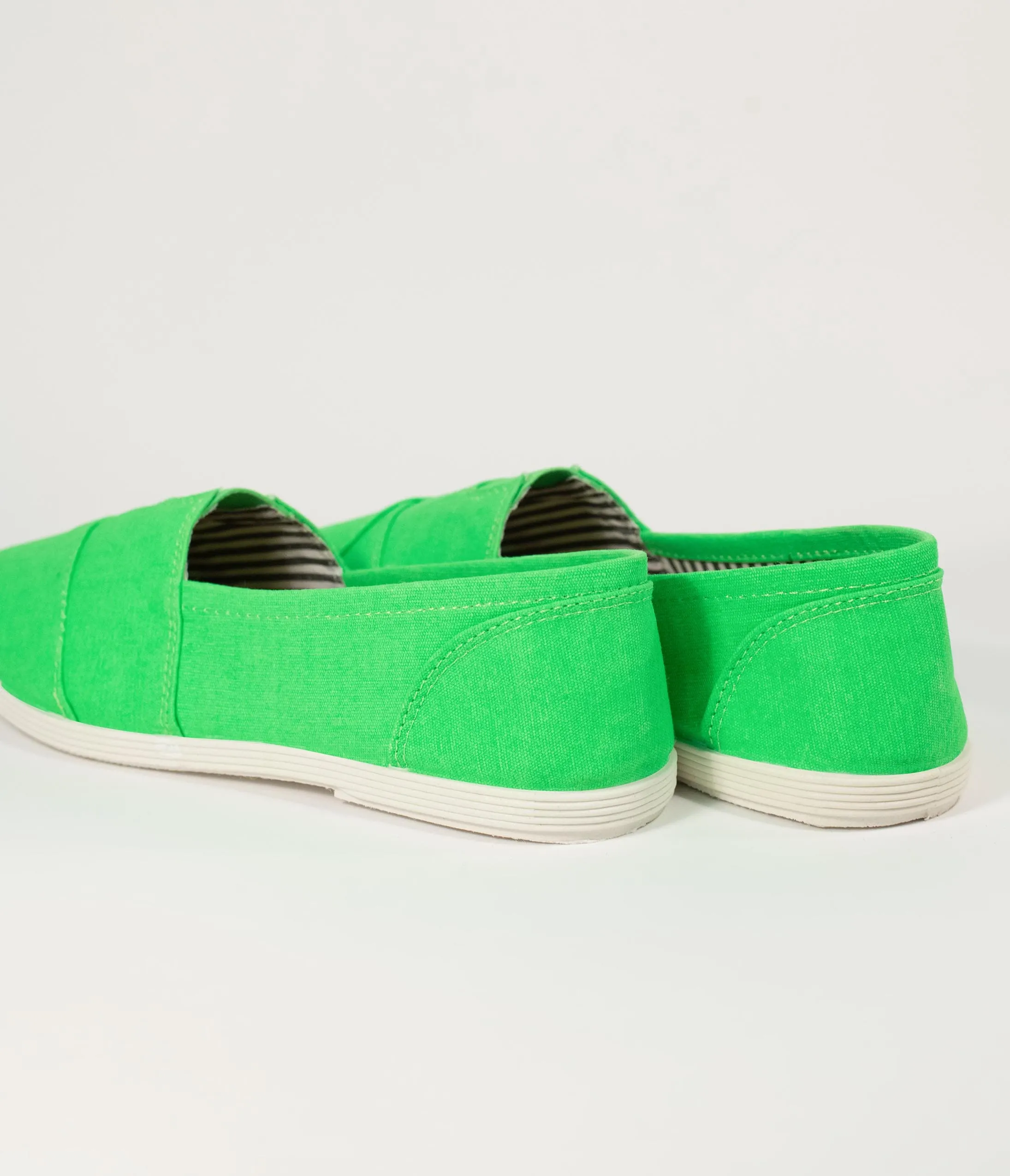 Bright Green Canvas Casual Loafer Flats