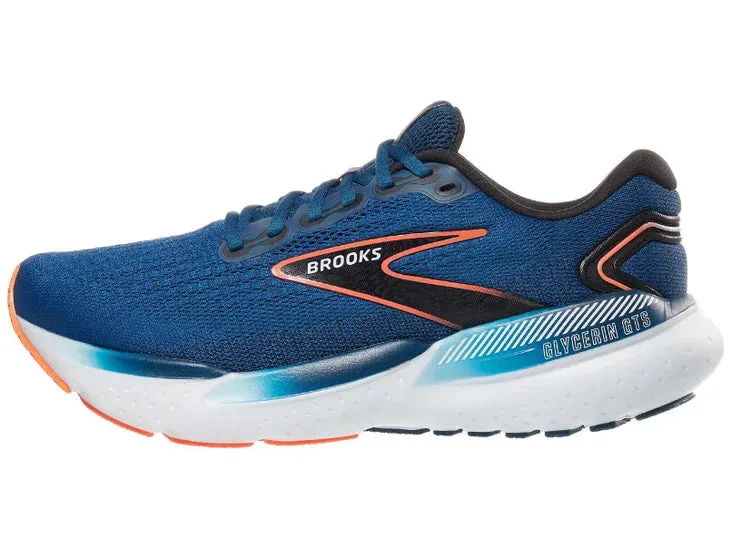 Brooks | Glycerin GTS 21 | Men's | Blue Opal/Black/Nasturtium