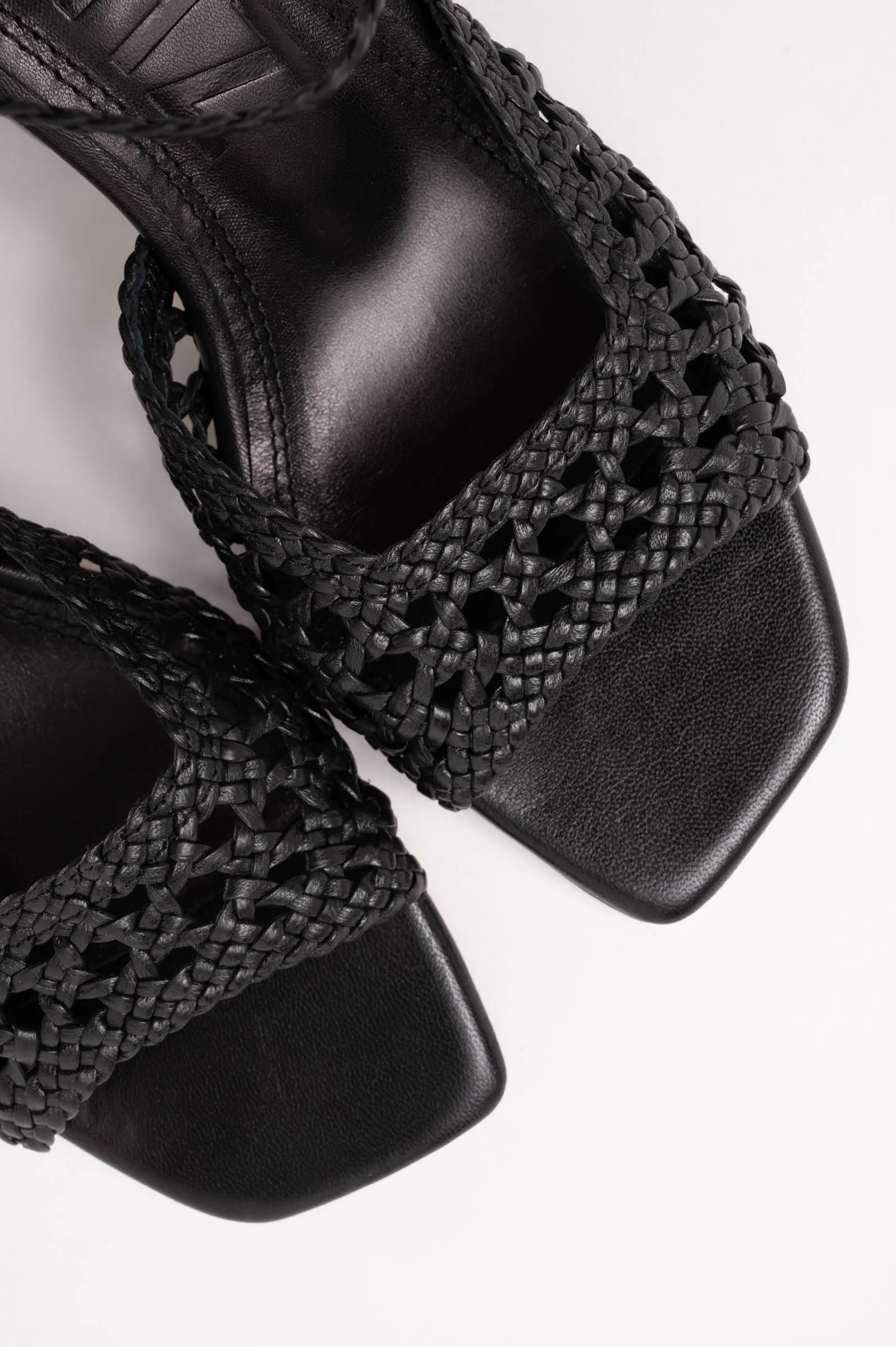 CAPRI - Black Woven Leather Sandals