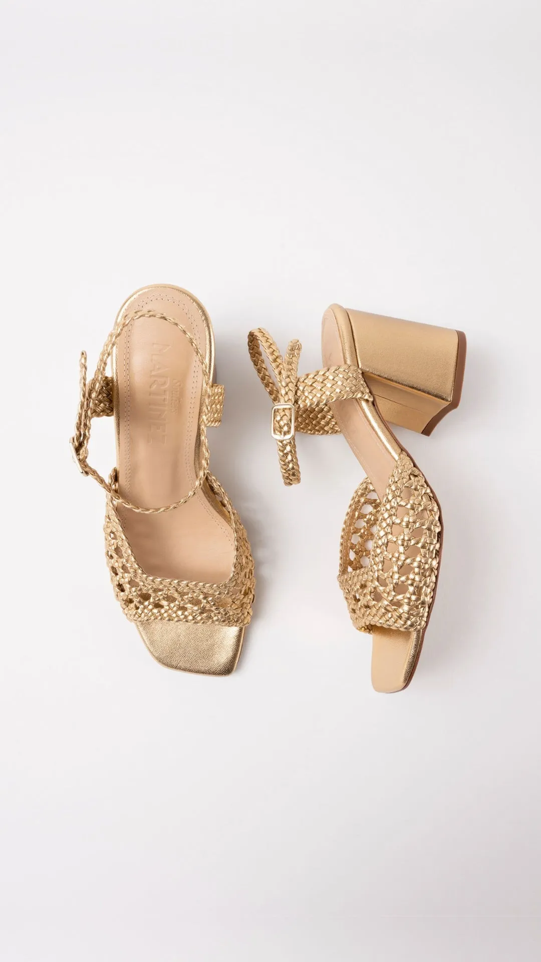 CAPRI - Gold Woven Leather Sandals