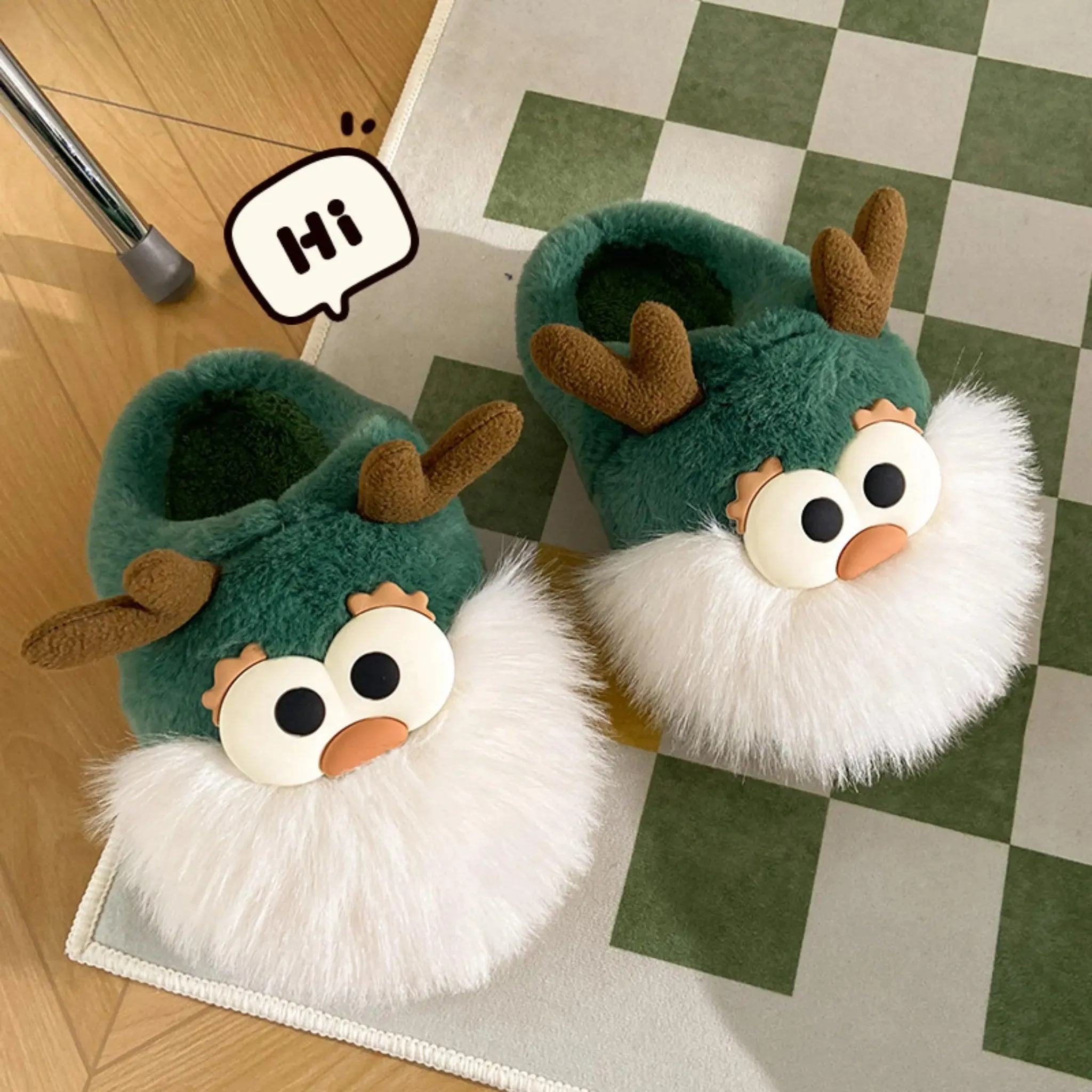 Cartoon Deer Slippers – Warm Plush Indoor Shoes for Women