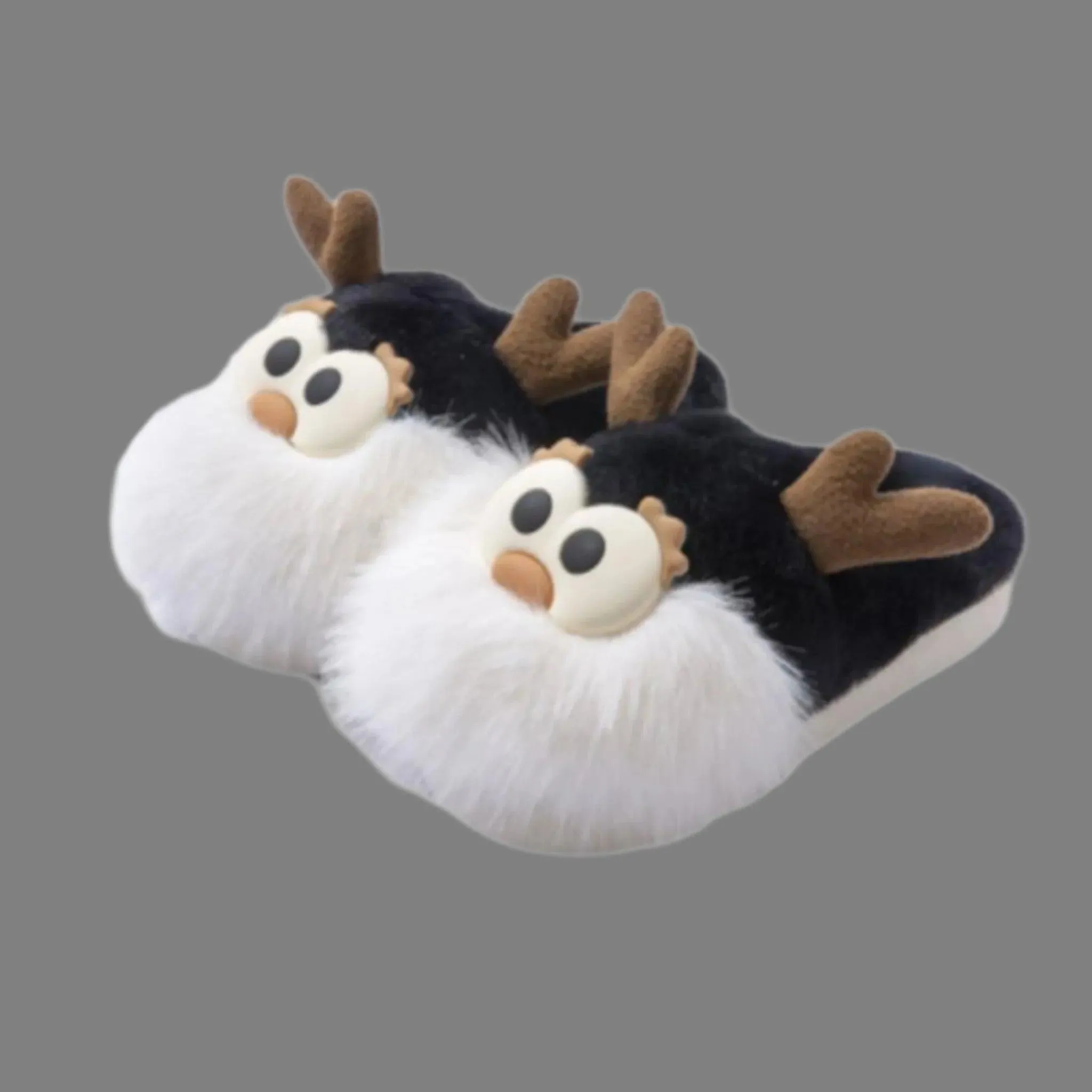 Cartoon Deer Slippers – Warm Plush Indoor Shoes for Women