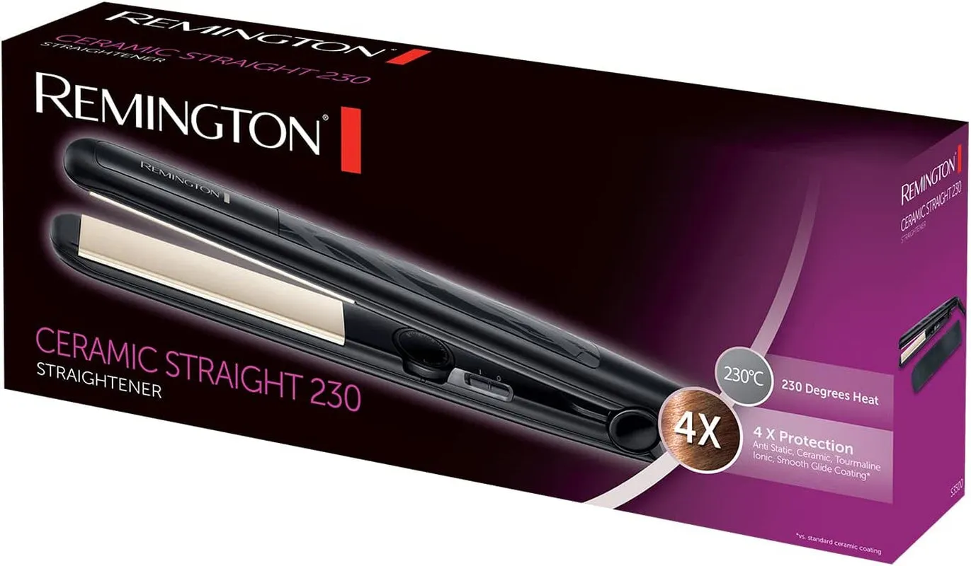 Ceramic Hair Straightener - Slim longer length 110mm floating plates with Anti-static/Tourmaline Ionic coating for smooth glide, Fast 15 second heat up, Heat proof pouch, Up to 230°C, S3500