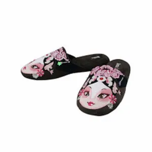 Chinese Opera Woman Slippers By Betta, Brown Princess Tiejing