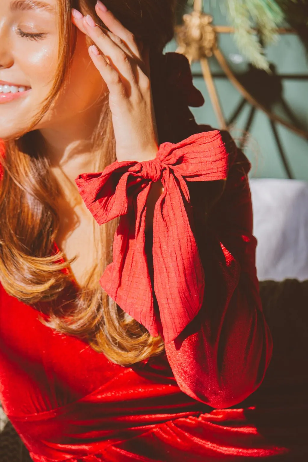 Crimson Long Bow Scrunchie