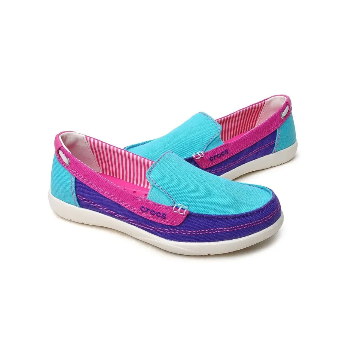 Crocs Walu Canvas Loafer Women - Aqua/Fuchsia