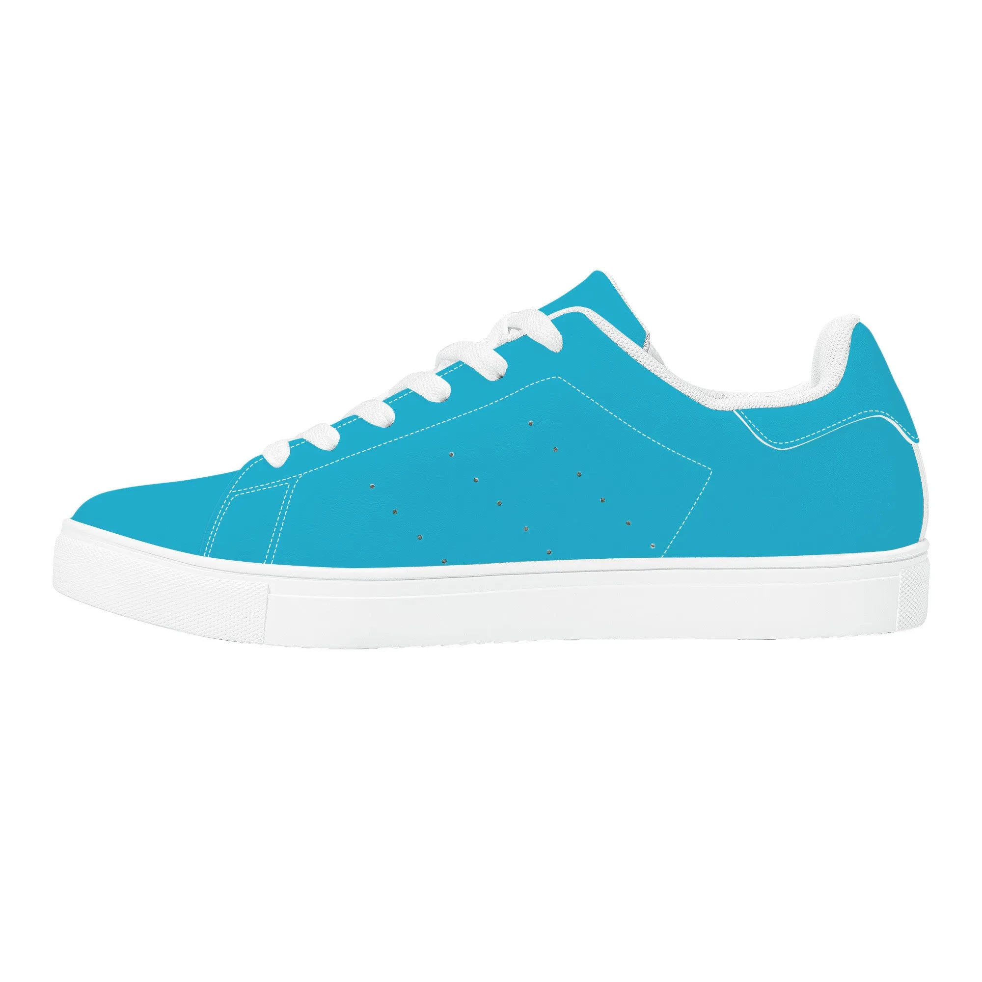 D27 Low-Top Synthetic Leather Sneakers - Light Blue