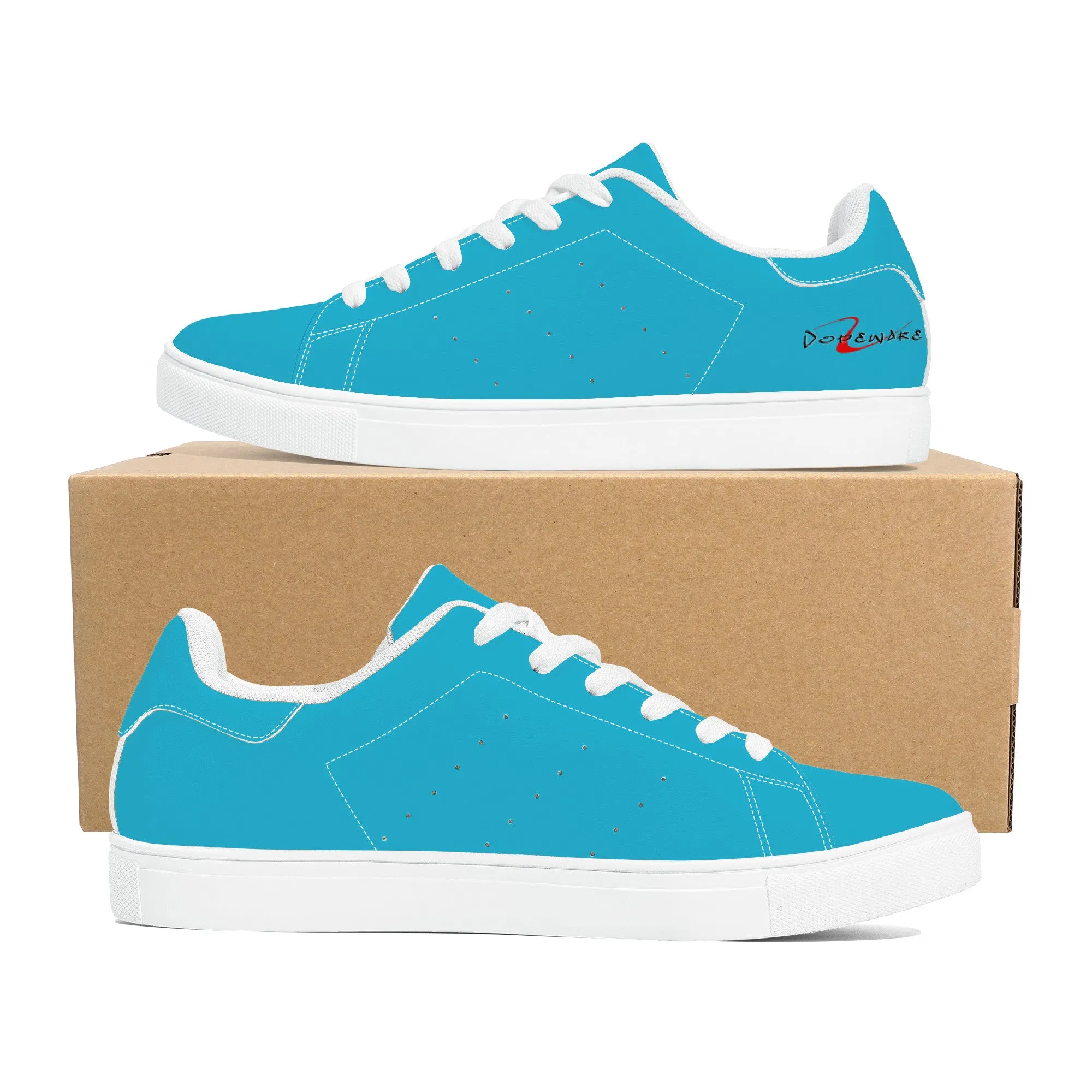 D27 Low-Top Synthetic Leather Sneakers - Light Blue