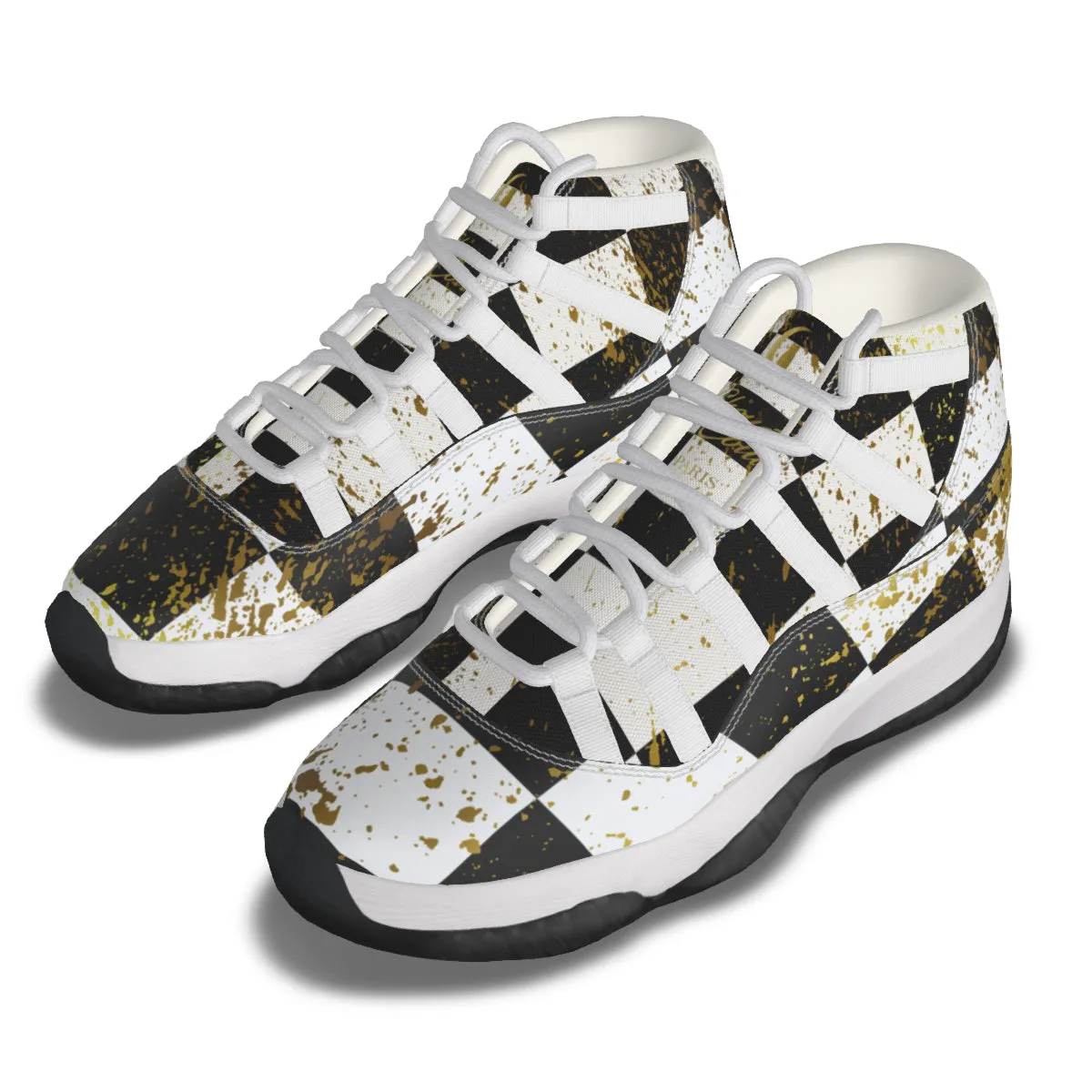 DAMIER IN GOLD High Top Basketball Shoes