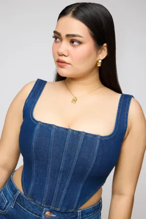 Denim Sculpt Curve Corset Top