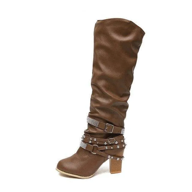 Designer Stylish Mid-calf  Non-slip Female Boots