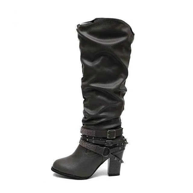 Designer Stylish Mid-calf  Non-slip Female Boots