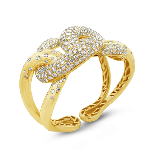 Diamond & Gold Chunky Bangle Bracelet