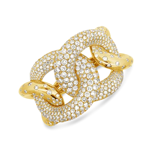 Diamond & Gold Chunky Bangle Bracelet