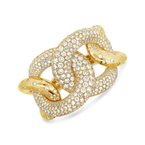 Diamond & Gold Chunky Bangle Bracelet