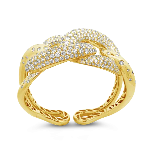 Diamond & Gold Chunky Bangle Bracelet