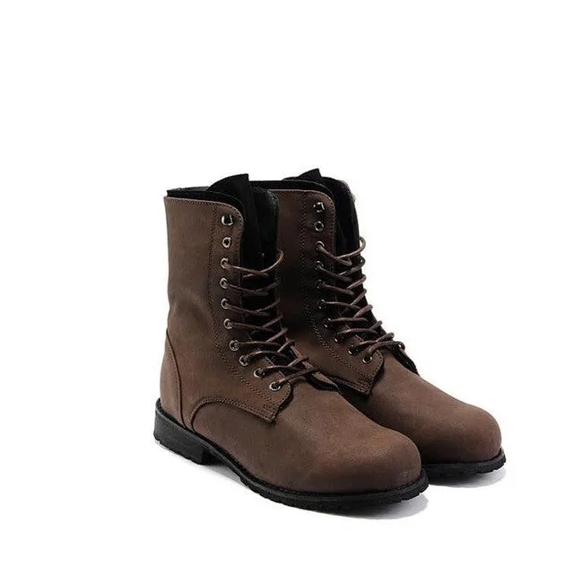 Drop shipping new 2017 men's fashion ankle boots heels autumn winter brand shoes Matin boots casual Pu leather Boots for men